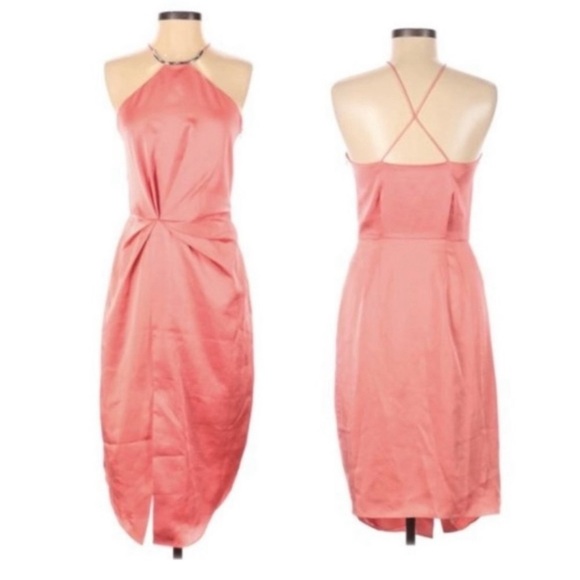 NWOT Reiss Halter Neck Dress Coral Pink Size 12 - Picture 6 of 12